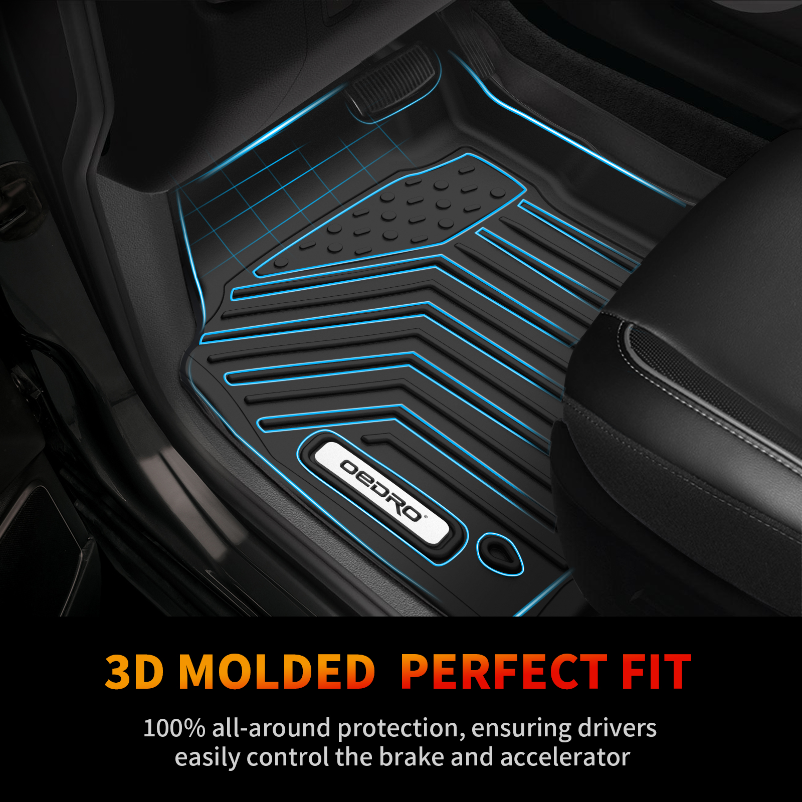 RVNI Floor Mats for 3D Mold TPE Rubber All-weather for 2018-2024 Nissan Kicks All-Weather Guard 2 Row Floor Liner Set TPE Front & 2nd Seat