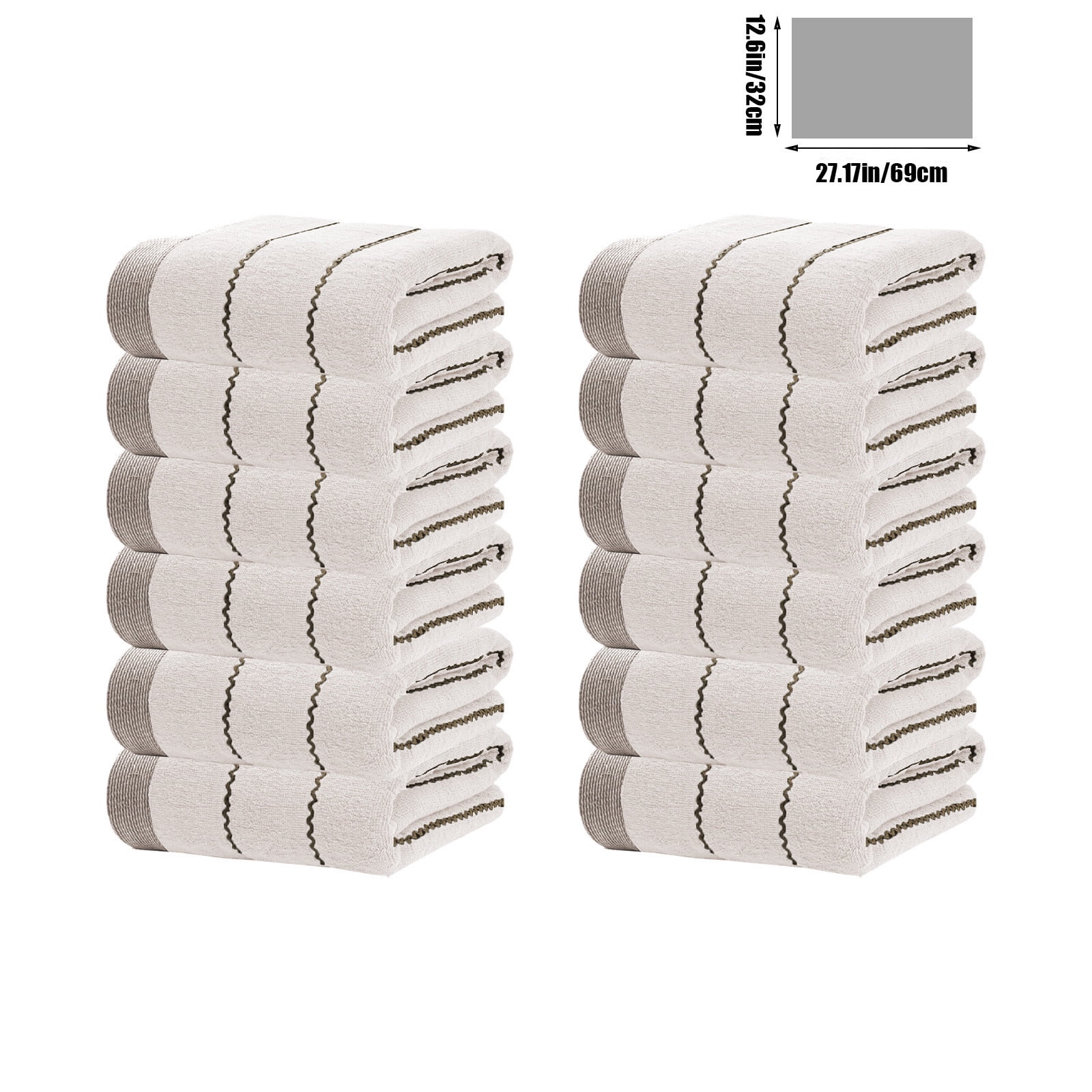 HBBKVI 12 Pack Super Soft Towels 13" × 27", Quick Dry Face Towels for Pool Beach Bath Gym, Highly Absorbent Towels White