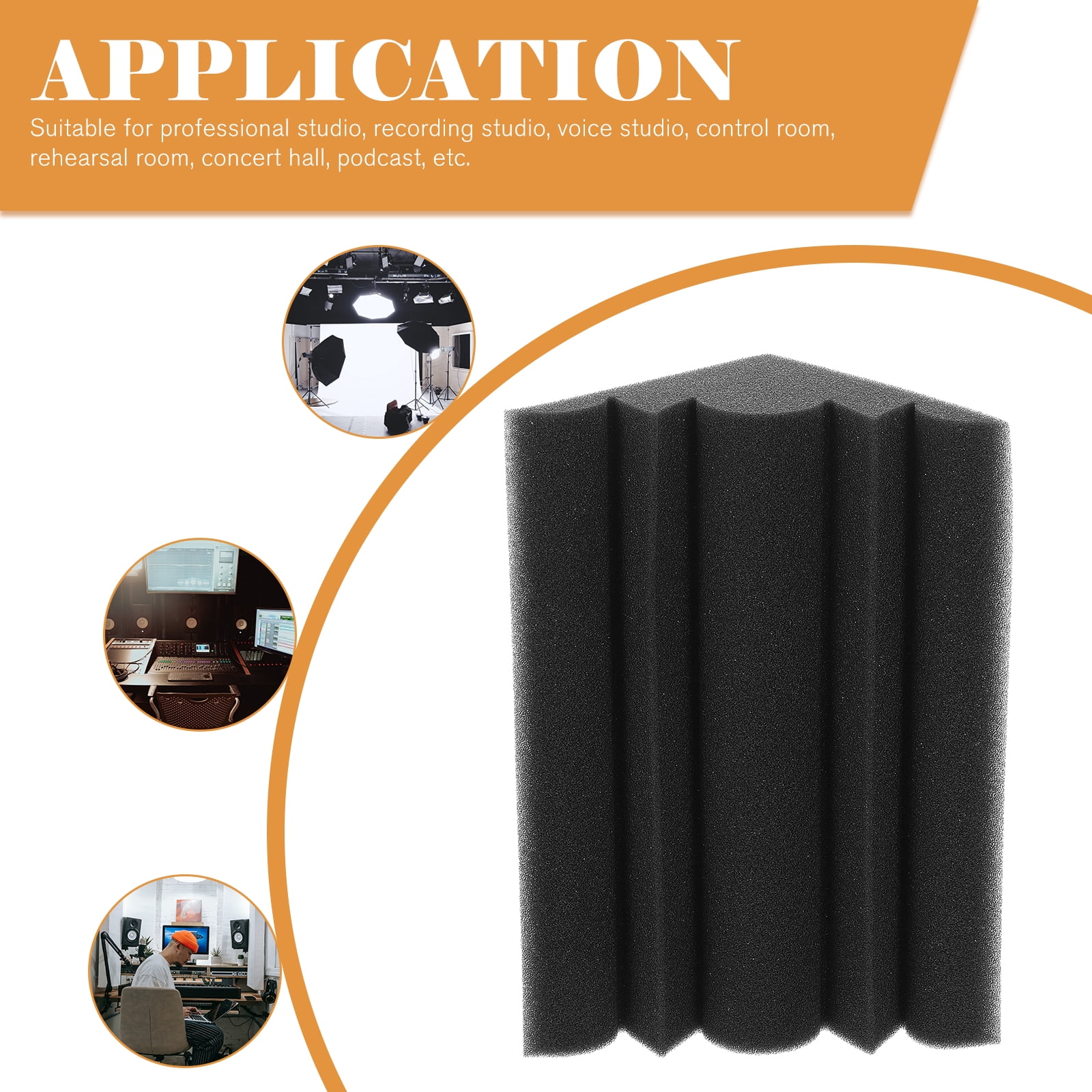 3 Pieces Bass Traps Sound Insulation Cotton Acoustic Panel 12x12x24cm Black