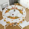thumbnail image 3 of Fall Tablecloth, Autumn Turkey Maple Leaves Pumpkin Table Cloth Waterproof, Fall Thanksgiving Day Kitchen Table Decor for Dining Holiday Party 60x60 Inch Round, 3 of 6