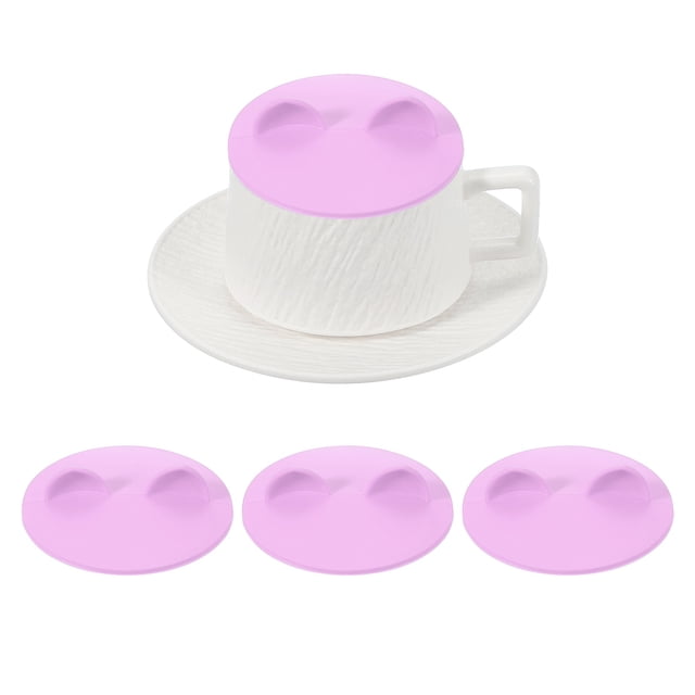 3Pcs Tapas de Taza de Silicona, Tapas Universales de 4.1 Pulgadas con Forma de Orejas de Gato para Tazas, Tazas de Té, Tazas de Café, a Prueba de Polvo Reutilizables, Morado