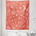 thumbnail image 1 of Coral Tapestry, Moon and Stars Theme Pattern Starry Night Shooting Stars Space Galaxy Style, Fabric Wall Hanging Decor for Bedroom Living Room Dorm, 5 Sizes, Coral White, by Ambesonne, 1 of 1