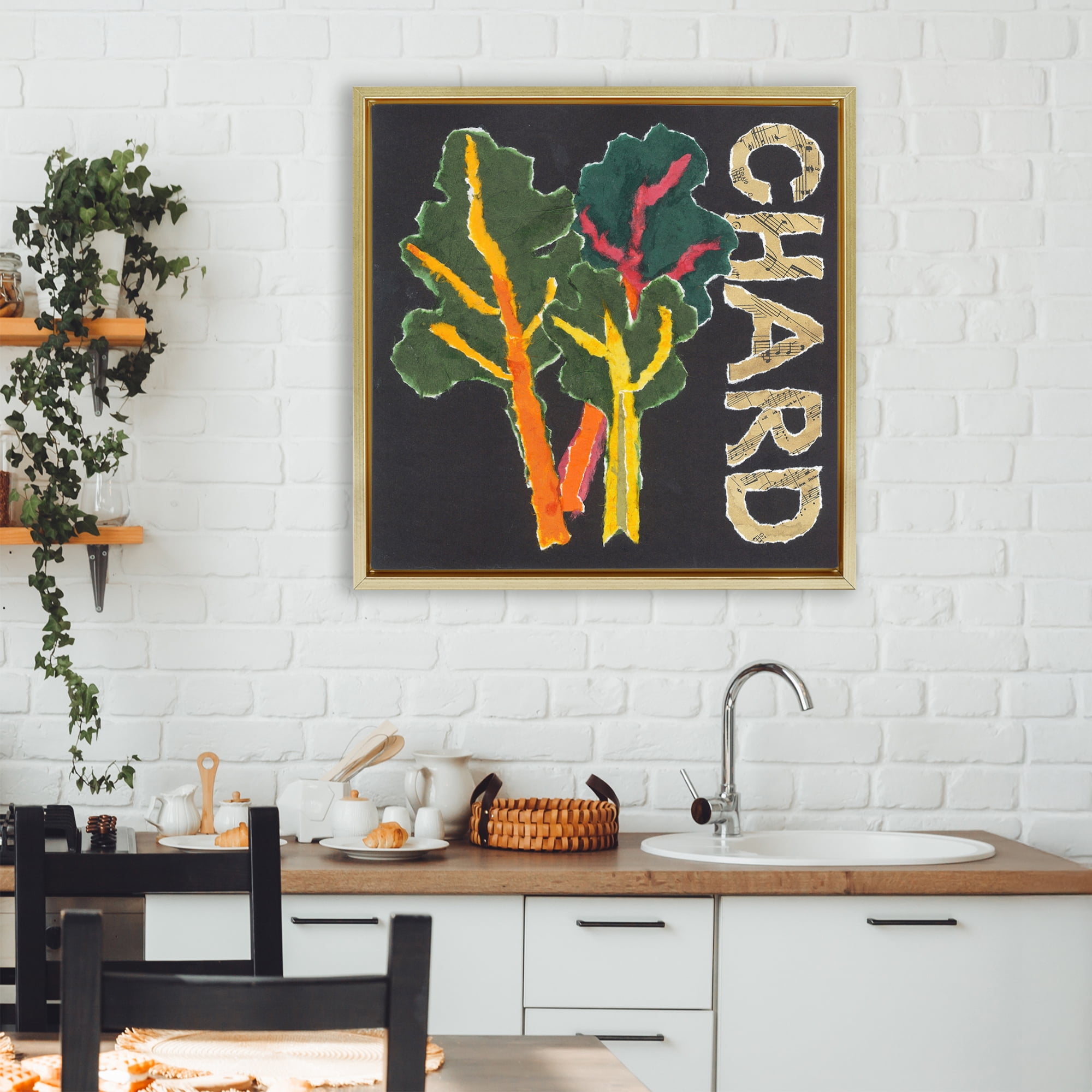Stupell Industries Chard Leafy Vegetable Gold Framed Floater Canvas Wall Art, design by Nancy Overton