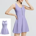thumbnail image 2 of Tank Dresses for Women with Built in Shorts & Bra Casual Sleeveless V-Neck Tennis Dress Sport Going Out Exercise Mini Dresses with Zipper Purple XXL, 2 of 9