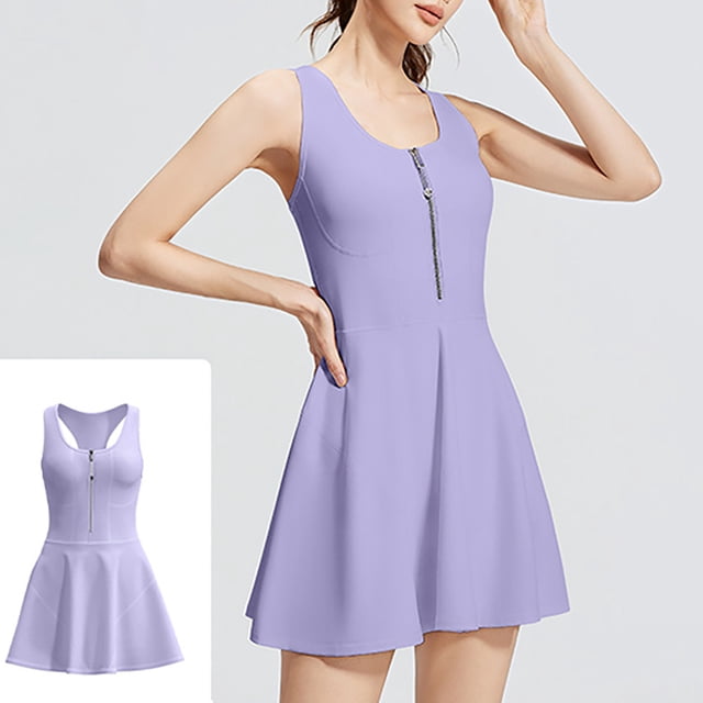 Styesk Robes pour Femmes Jupe de Sport à Fermeture Éclair pour Femmes Course en Plein Air Entraînement Physique Robe de Sport