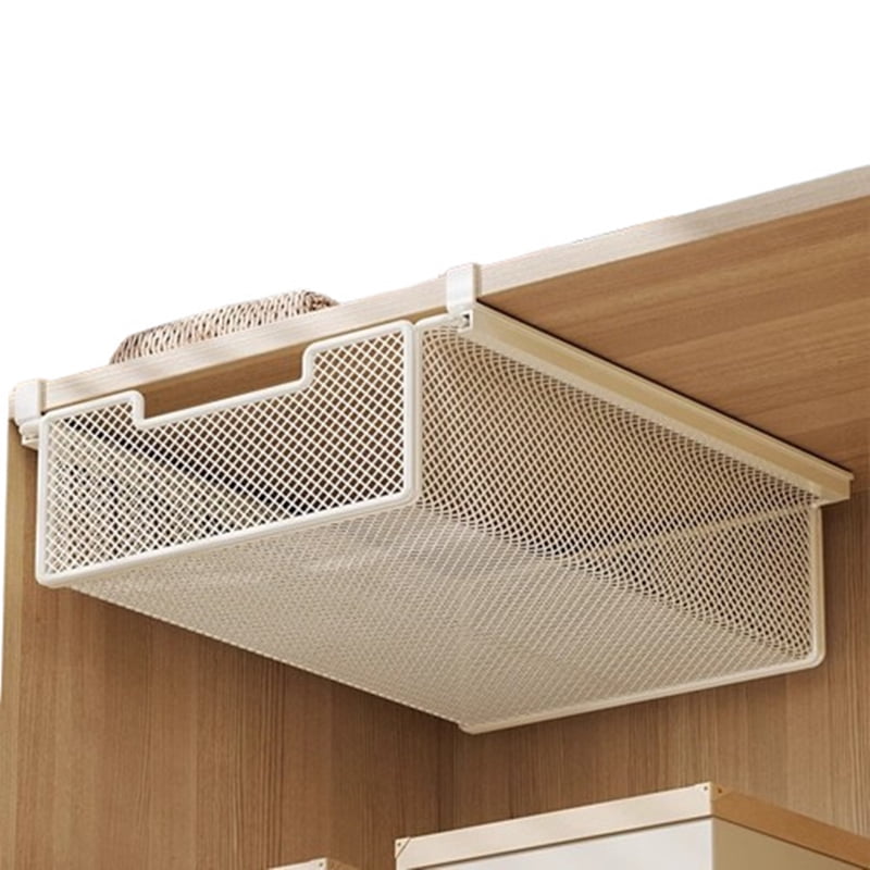 GIXUSIL Under Hanging Pullout Drawer Basket, Underwear Socks Holder Drawer, Coffee Pod Holder For Counter, Wire Basket Attaches to Shelf, Space Saving for Kitchen Counter Pantry Cupboard，Black