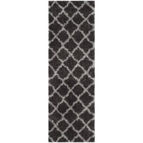 SAFAVIEH Indie Careen Geometric Polyester Shag Runner Rug, Dark Grey/Grey, 2'3" x 7'
