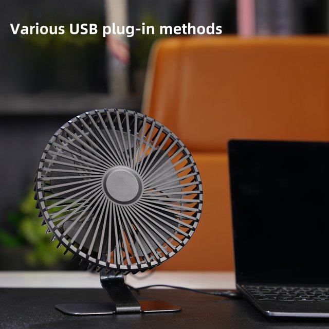 portable desktop fan 6 inch USB Desk Fan 4 Speeds, Ultra-quiet 90° Adjustment for Better Cooling Portable Mini Powerful Desktop Table Fan Small Personal Fan for Home Office Metal Base