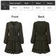 thumbnail image 2 of Vestido de otoño para mujer, manga larga, escote en V, cintura alta, corte A, minivestido corto, regalo para mujer, 2 of 7