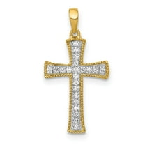 Auriga Fine Jewelry 10K Yellow Gold 1/10ct. Diamond Cross Pendant for Women (L - 0.89 inch, W - 11 inch)