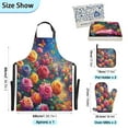 thumbnail image 3 of 5 Pcs Kitchen Set Heat Resistant Oven Mitts and Non-Slip Pot Holders with Adjustable Cooking Apron Rainbow Rose and Butterflies, 3 of 6