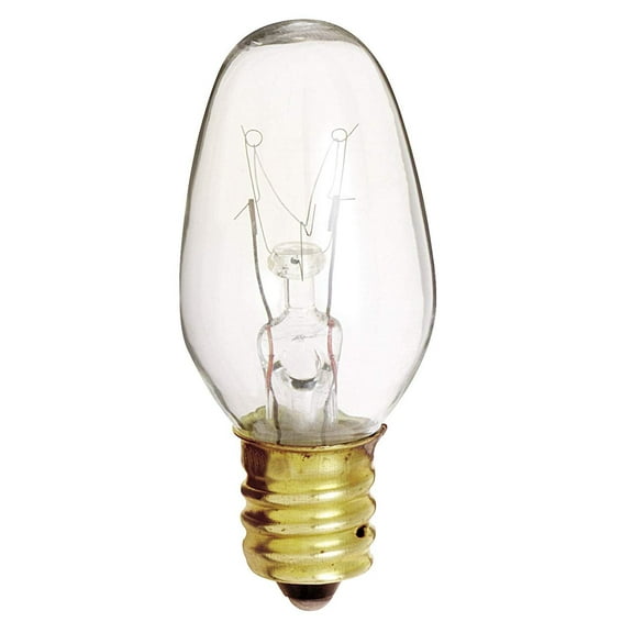 Satco S3791 120V 2/Card Candelabra Base 7-Watt 7C7 Night Light Bulb, Clear