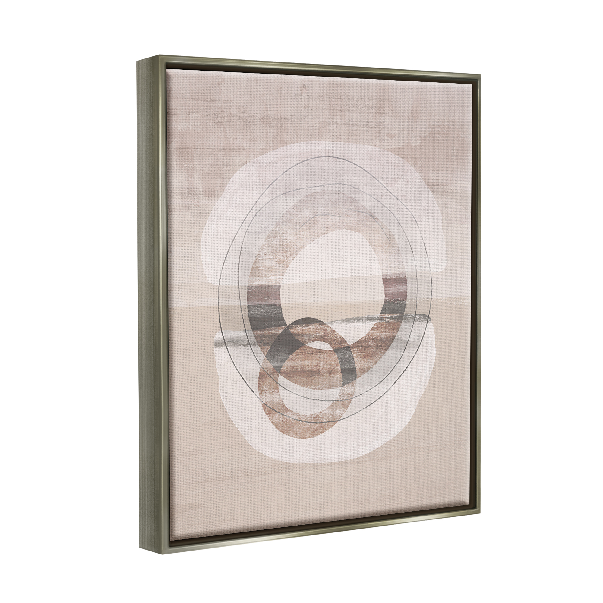 Stupell Round Boho Circles Contemporary Abstract Painting Gray Floater Framed Art Print Wall Art