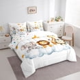 thumbnail image 3 of Castle Fairy Lion Elephant Giraffe Bedding Comforter Set,Stars Print Full Bedding Set, 3 of 8