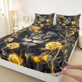 thumbnail image 3 of Homewish Animal Lion Boy Girl Twin Sheet Sets 3pcs,Chic Floral Golden Rose Twin Fitted Sheet Microfiber,Abstract Vintage Flowers Wildlife Breathable Flat Sheet,Ultra Soft Home Decor, 3 of 7