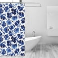 thumbnail image 2 of Shower Curtain, Blue ink flowers Waterproof Fabric Plastic Shower Curtain, Drying Fast Bathroom Curtain with 9 Buttonholes, Ruffle Shower Curtain 60x72in, 2 of 8