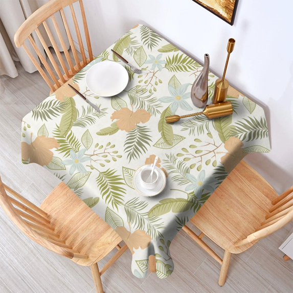 42x42in(107x107cm) Square Tablecloth, Waterproof Polyester Table Cover, Wrinkle Resistant & Washable Fabric for Dining, Kitchen, Picnic, Tropical Leaf Print