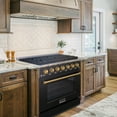 thumbnail image 3 of Akicon 36" Slide-in Freestanding Professional Style Gas Range with 5.2 Cu. Ft. Oven, 6 Burners, Convection Fan, Cast Iron Grates. Black & Gold, 3 of 9