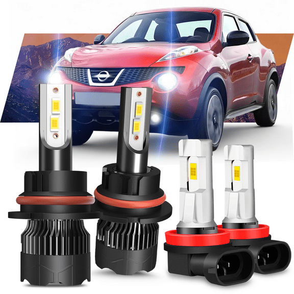 Fits 2011-2014 Nissan Juke LED Headlights Bulb 9007 High Low Beam H11 Fog Light Set