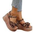 thumbnail image 4 of Viluyesy Women's Platform Sandals, Leopard Prints Adjustable Strap Open Toe Summer Thick Sole Casual Vacation Shoes Khaki 6, 4 of 9