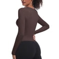 thumbnail image 6 of Sevevn Women's Casual Fashion Solid Color Sports Yoga Quick Drying Long Sleeved Top Coffee L Gift for Girls, 6 of 8