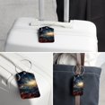 thumbnail image 6 of Square PU Leather Luggage Tags, 2 Pack, with Privacy Cover and Stainless Steel Ring - Suitable for Travel, Backpack, Handbag - Bag Tags, Handbag Tags Galaxy, 6 of 7
