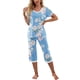 thumbnail image 2 of SAYOO - Conjunto de pijama para mujer, camiseta de manga corta con cuello en V y pantalones capri, trajes de dormir SAYOO Moda, 2 of 6