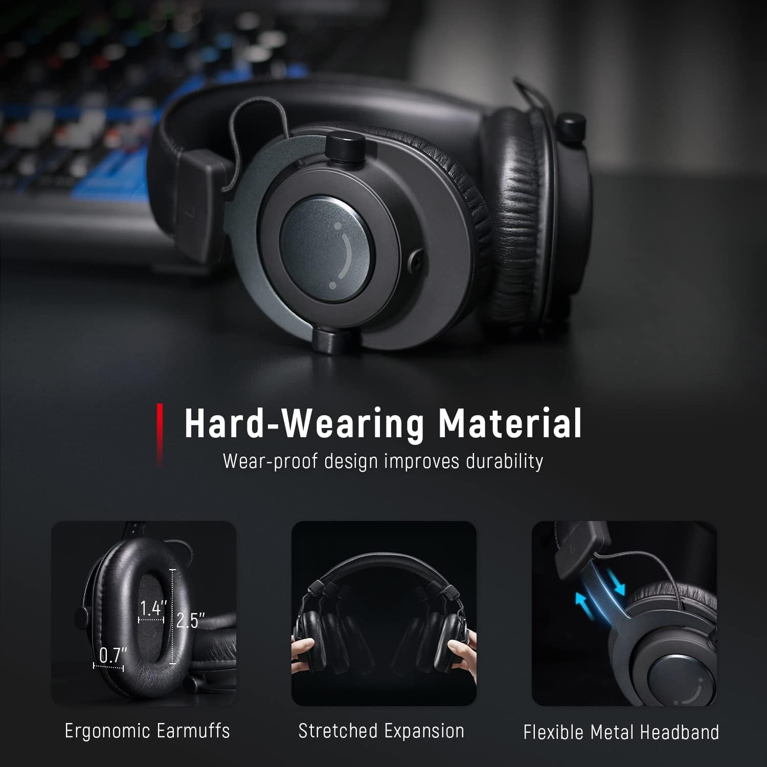 FIFINE Studio Wired Headphones for DJ, Music Monitor, Recording with 9.8ft Cable for 3.5mm/6.35mm, Over Ear, Noise Cancelling for Podcast, Streaming-H8