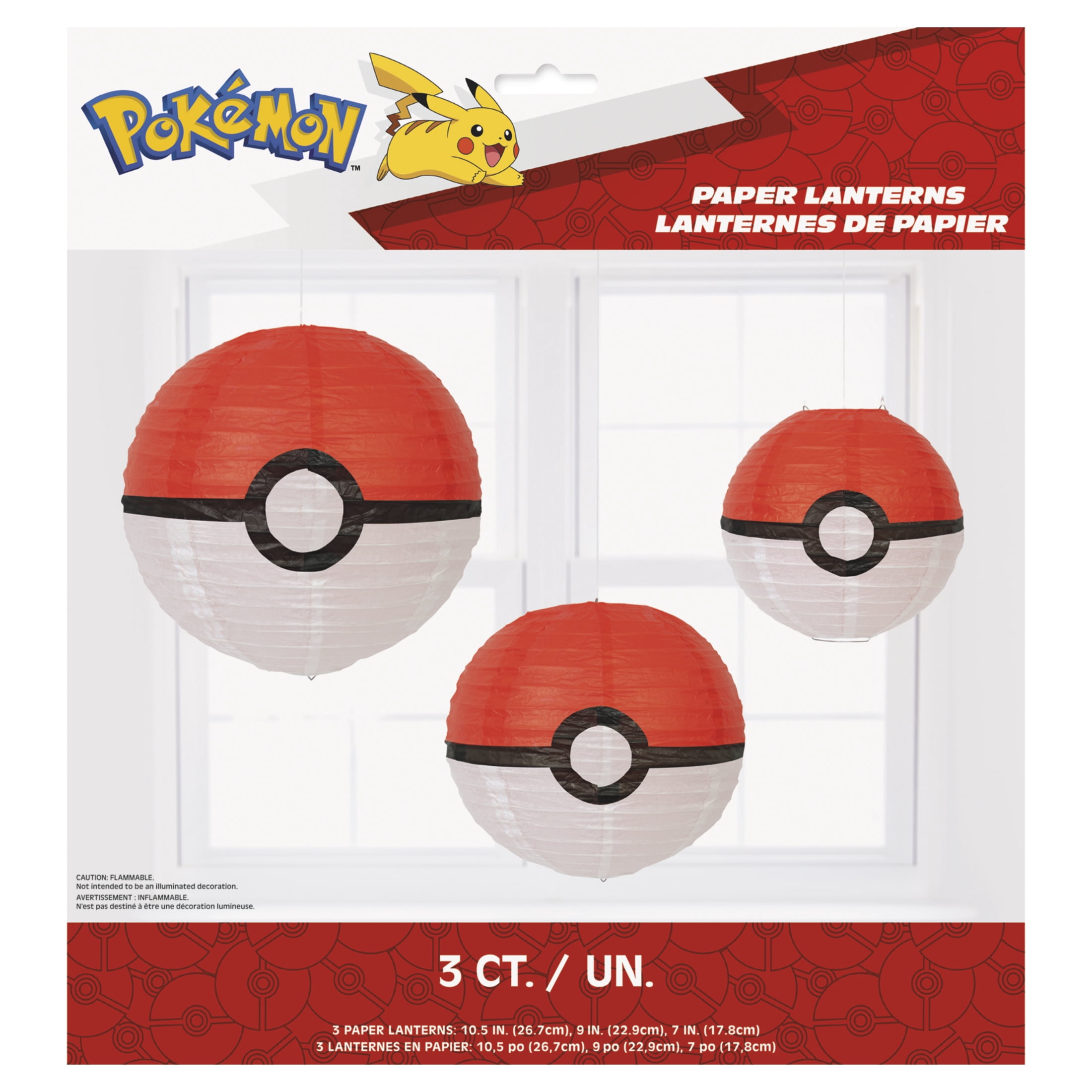 Pokémon 3 Count 12IN Multicolor Paper Lanterns