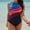 Multicolor, variant on Ruidigrace One Piece Swimsuit for Women Fashion Plus Size Conservative Gradient Stripe Large Beachwear Bikini Bathing Suit