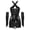 Black, variant on Womens Glittery Sequins Jazz Cha-Cha Latin Dance Costume Tassel Leotard with Metallic Gloves Silver XXL