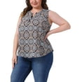 thumbnail image 4 of Plus Size Top for Women Sleeveless Floral Print V Neck Tunic Tank Tops Blouse Shirts 2X Navy Blue, 4 of 6