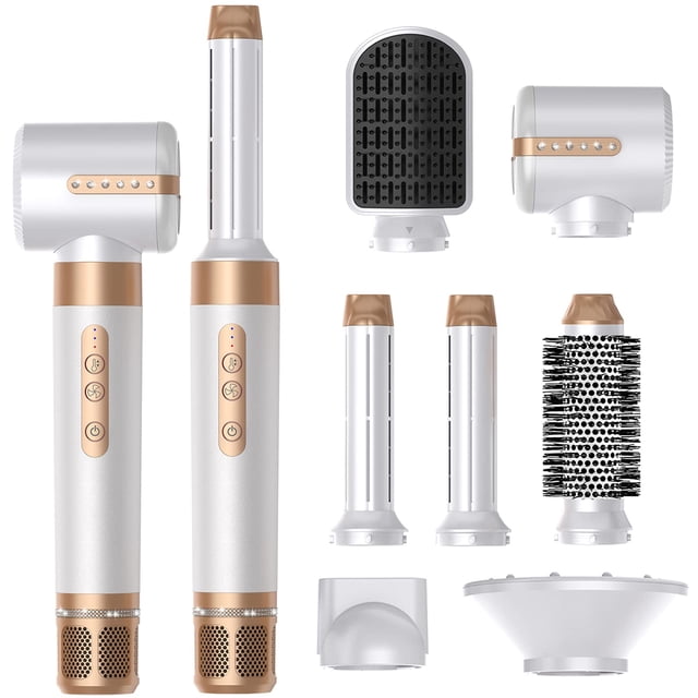 Secador de pelo de alta iones, 7 en 1, cepillo secador de pelo, juego de herramientas de peinado desmontable oso de fresa Electrónica
