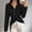 Black, variant on Contemporary Women's Fashion Plus Size Women's Casual Solid Color Long Sleeve V-neck Shirt Top