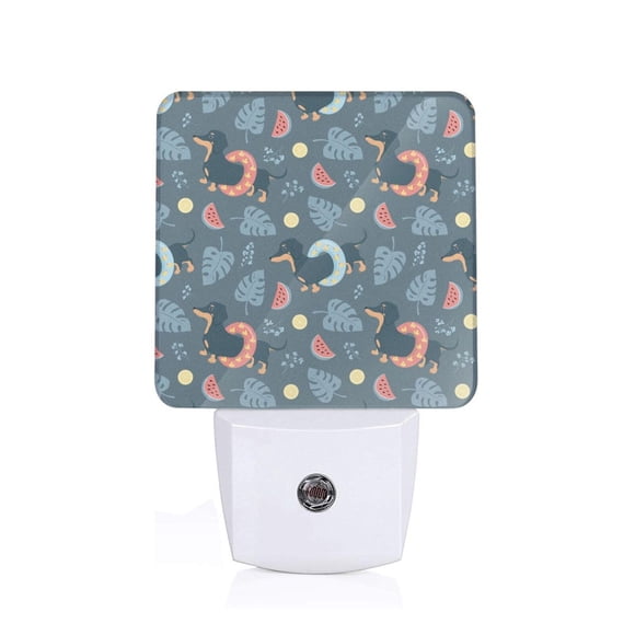 Balery Watermelons Dachshunds Luz Nocturna LED con Sensor Automático, Enchufe con Sensor Crepuscular, Luz Suave de 0.5W para Dormitorio, Pasillo, Baño-EU