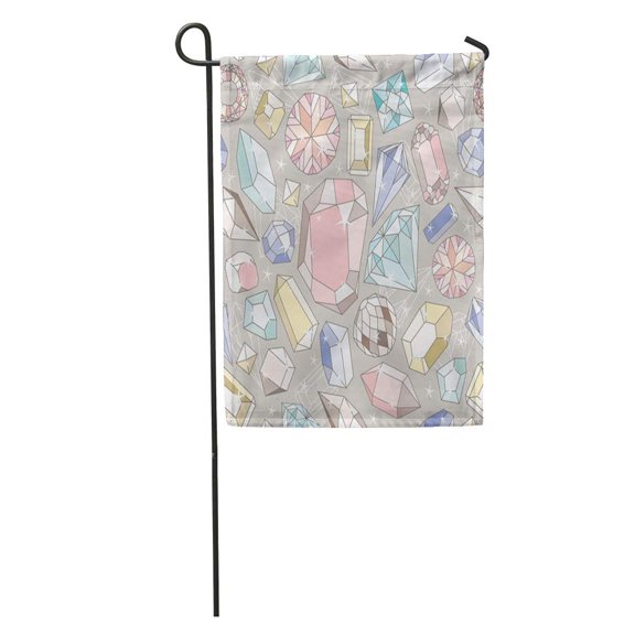 SIDONKU Pink Cute Pastel Diamond Pattern Colorful Shape Jewelry Glamor Shine Garden Flag Decorative Flag House Banner 12x18 inch
