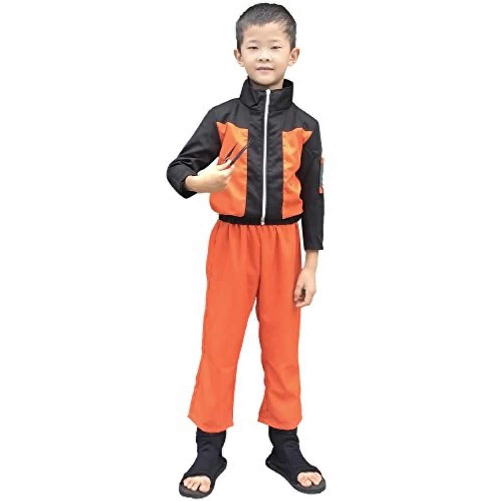 miccostumes Boy\'s Naruto Uzumaki Kids Cosplay Costume (M) Orange