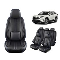 Car Seat Covers Full Set Fit for Toyota RAV4 2019-2025, Premium Faux Leather Car Seat Protector,Breathable Anti-Slip Full Wrapping Edge Seat Covers(BlackBlue,Full Set)