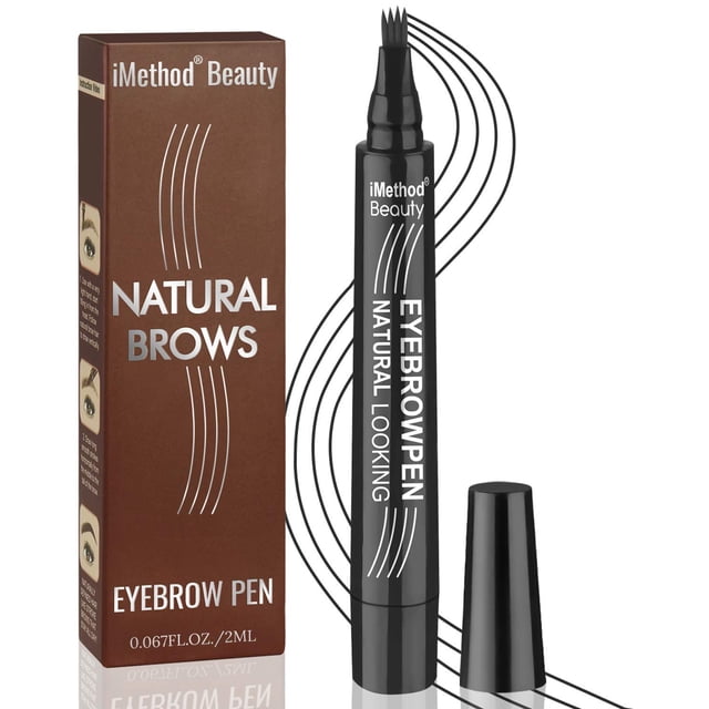 iMethod Lápiz para cejas - Actualización de cejas TattooPen Maquillaje para cejas Larga duración Impermeable y a prueba de manchas Negro