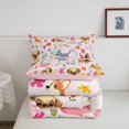 thumbnail image 5 of Homewish Cute Pet Dog Queen Comforter Set,Vintage Floral Comforter Sets Queen,Pink,Pink Reversible,3 Pieces,1 Comforter and 2 Pillowcases, 5 of 7