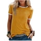 thumbnail image 2 of Camiseta de mujer Blusa casual de manga corta con costuras en bloques de color, Amarillo, S Advancent AP002400-26, 2 of 7