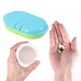 thumbnail image 4 of Unique Bargains 1 Pc Flip Up 2 Compartment Pill Case Durable for Travel Blue Green, 4 of 6