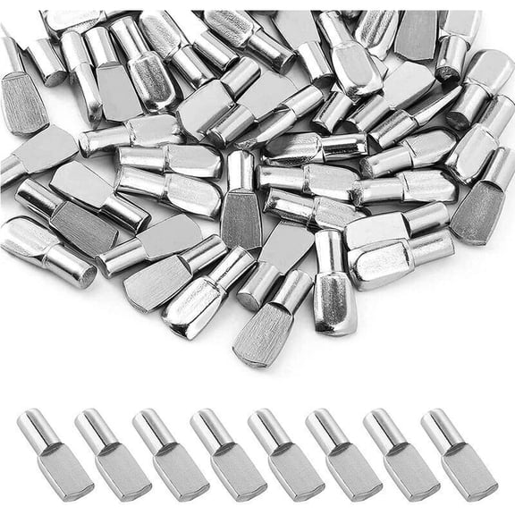 Pack of 100 Furniture Shelf Pegs Pins Shelf Supports Nickel Plated Metal