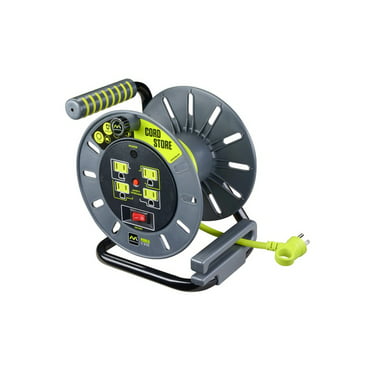 Woods 4907 16/3 25' Black/Yellow SJTW Extension Cord Reel with 4 ...