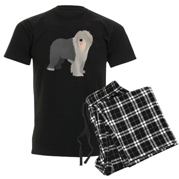 CafePress - English Sheep Dog Silhouette Men's Dark Pajamas - Men's Dark Loose Fit Cotton Pajama Set
