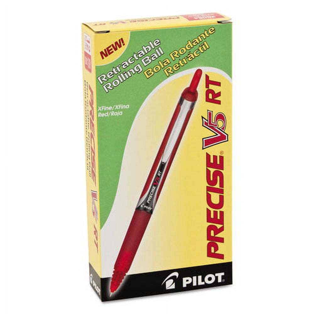 Precise V5rt Roller Ball Pen, Retractable, Extra-Fine 0.5 Mm, Red Ink, Red Barrel | Bundle of 2 Dozen
