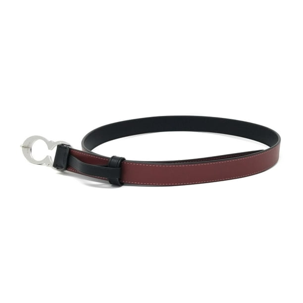 NWT Coach C1725 Double C Silver Buckle Belt Black/Wine Leather Size Large Coach-Signature-Buckle-Belt-25  main image 3