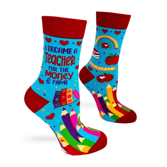 Teacher Socks with Funny Saying, Colorful Design, 1 Size Fits Most