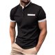thumbnail image 2 of Playera Elvqul Hombre Liso Economicas Negro Algodón Abotonada Cuello Mao Manga Corta, 2 of 6