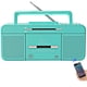 thumbnail image 1 of Grabador portátil con reproductor de casetes retro, Bluetooth, USB, verde azulado, 1 of 9